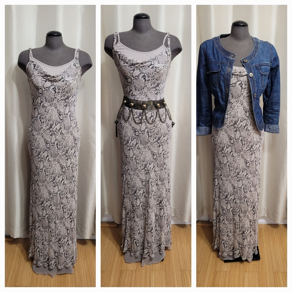 Snakeskin maxi dress / M